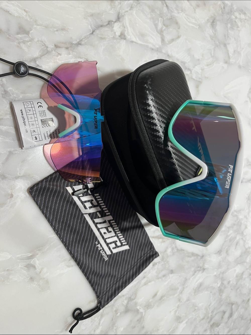 Pit Viper Teal Frame Mirrored Visor with Iridescent Lenses